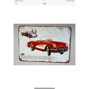 1959 Chevrolet CORVETTE 10” x 7” Purposefully Distressed Metal Sign Man Cave